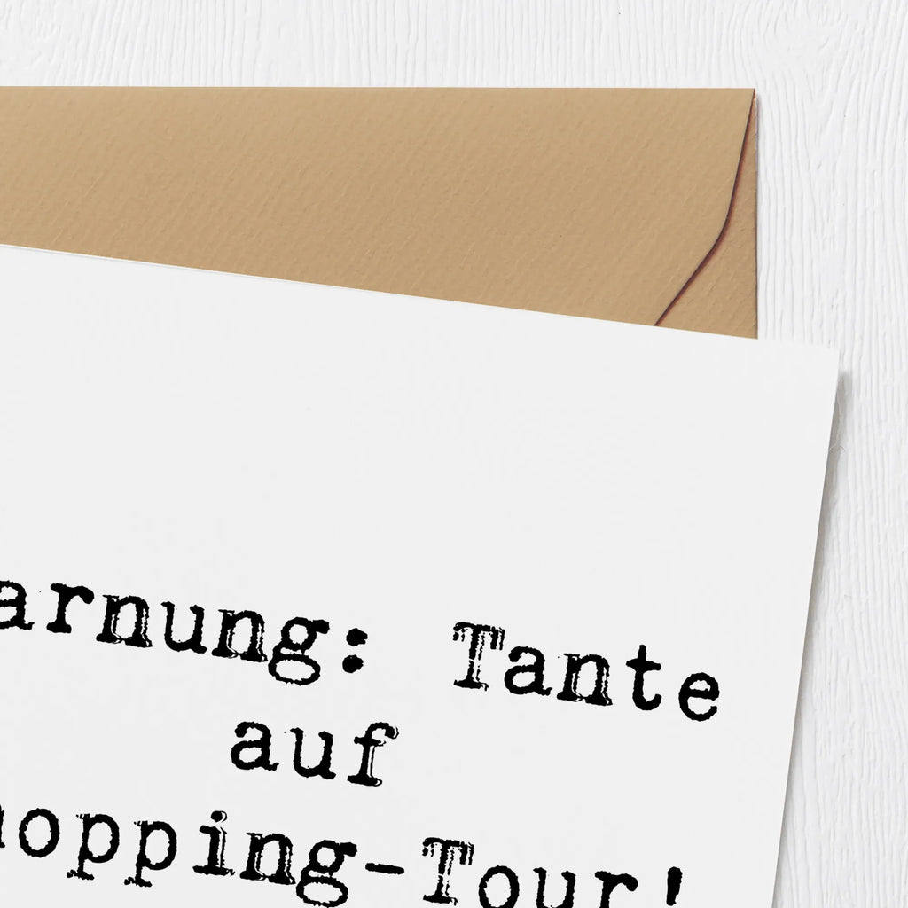 Deluxe Card Saying Warnung: Tante auf Shopping-Tour! Karte, Geburtstagskarte, Klappkarte, Glückwunschkarte, Hochwertige Grußkarte, Hochzeitskarte, Hochwertige Klappkarte, Grußkarte, Einladungskarte, Familie, Vatertag, Muttertag, Bruder, Schwester, Mama, Papa, Oma, Opa