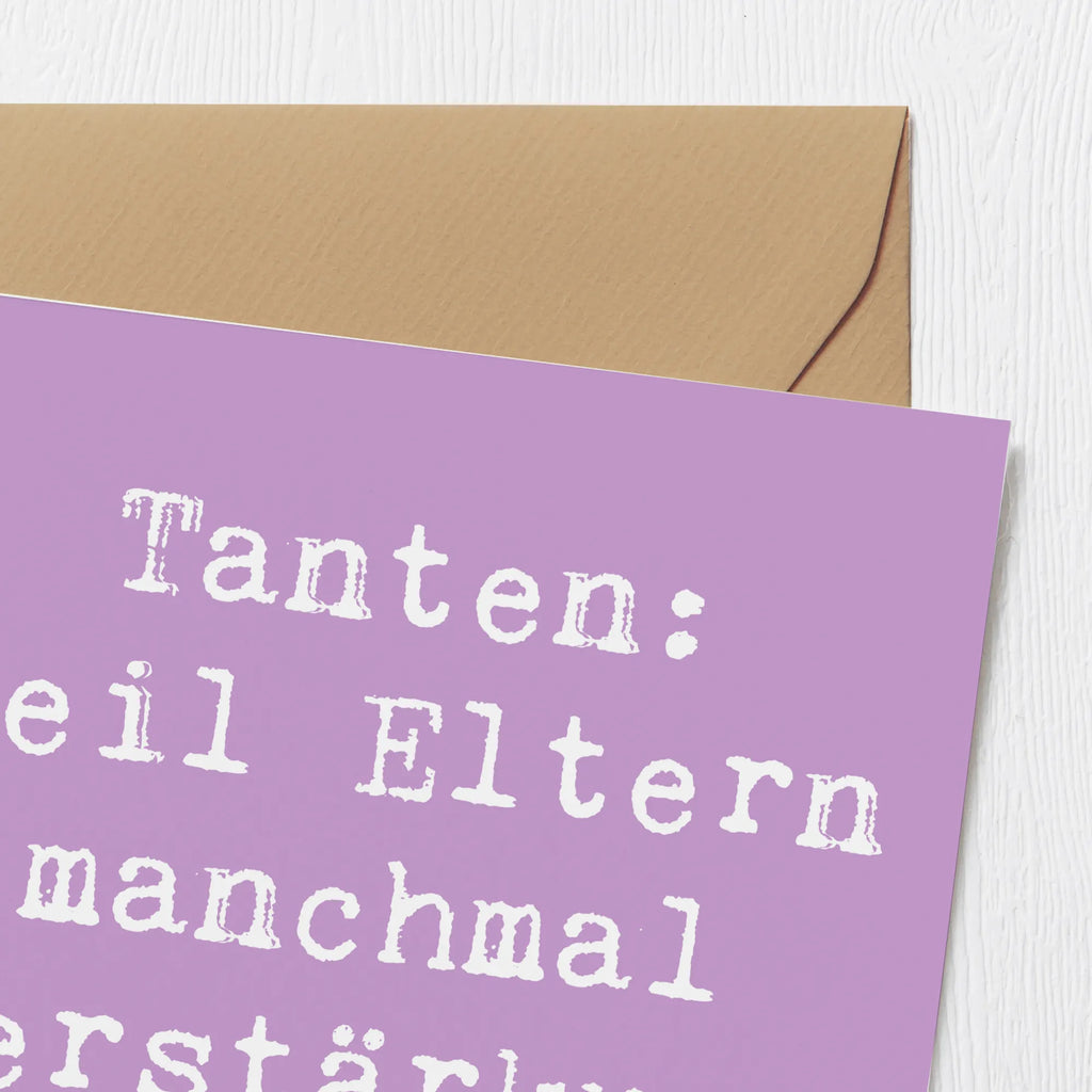 Deluxe Card Saying Tanten: Weil Eltern manchmal Verstärkung brauchen! Hochwertige Klappkarte, Einladungskarte, Glückwunschkarte, Geburtstagskarte, Grußkarte, Hochzeitskarte, Karte, Hochwertige Grußkarte, Klappkarte, Familie, Vatertag, Muttertag, Bruder, Schwester, Mama, Papa, Oma, Opa