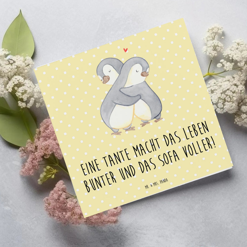 Deluxe Card Eine Tante macht das Leben bunter und das Sofa voller! Hochwertige Grußkarte, Grußkarte, Karte, Hochwertige Klappkarte, Hochzeitskarte, Geburtstagskarte, Klappkarte, Glückwunschkarte, Einladungskarte, Familie, Vatertag, Muttertag, Bruder, Schwester, Mama, Papa, Oma, Opa
