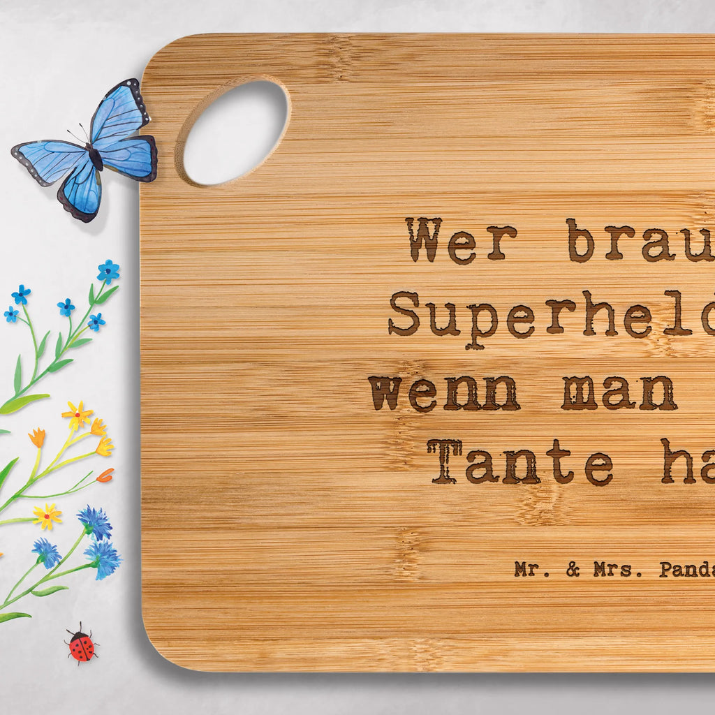 Bamboo chopping board Saying Wer braucht Superhelden, wenn man eine Tante hat? cutting board, breakfast, bamboo, kitchen board, carving board, board, engraving, dulcimer, breakfast board, robust, solid, kitchen, cutting block, slices, nature, wood, Family, Father's Day, Mother's Day, brother, sister, Mom, Dad