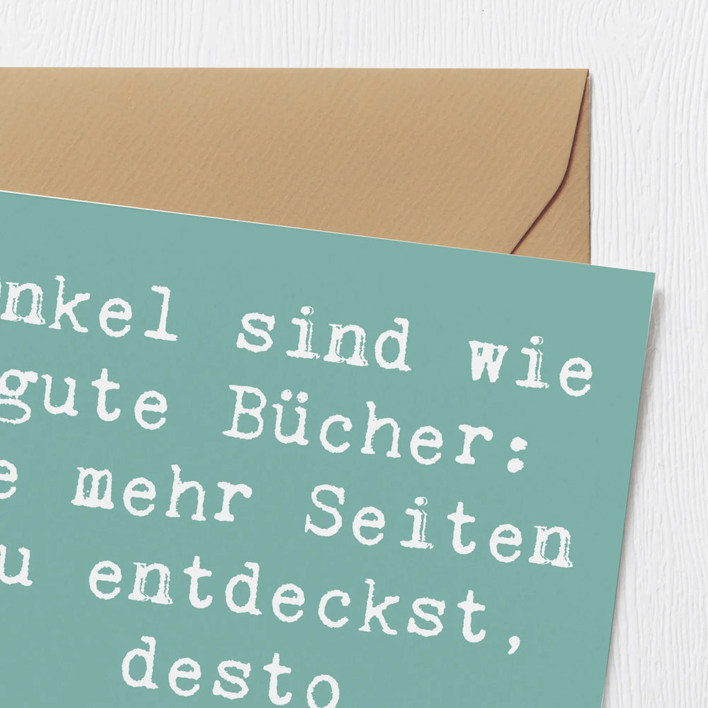 Deluxe Karte Spruch Onkel Bücher Glückwunschkarte, Karte, Geburtstagskarte, Einladungskarte, Hochwertige Grußkarte, Hochzeitskarte, Hochwertige Klappkarte, Klappkarte, Grußkarte, Familie, Vatertag, Muttertag, Bruder, Schwester, Mama, Papa, Oma, Opa