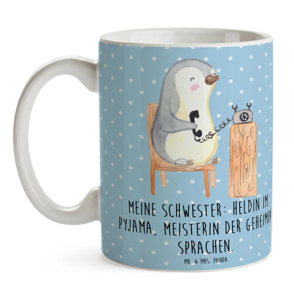 Tasse Schwester Heldin Bürotasse, Tasse mit Zitaten, Tasse mit Motiven, Tasse, Teetasse, Porzellantasse, Geschenktasse, Kaffeetasse, Keramiktasse, Familie, Vatertag, Muttertag, Bruder, Schwester, Mama, Papa, Oma, Opa