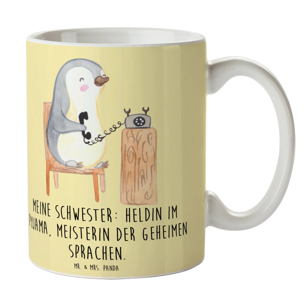 Tasse Schwester Heldin Bürotasse, Tasse mit Zitaten, Tasse mit Motiven, Tasse, Teetasse, Porzellantasse, Geschenktasse, Kaffeetasse, Keramiktasse, Familie, Vatertag, Muttertag, Bruder, Schwester, Mama, Papa, Oma, Opa