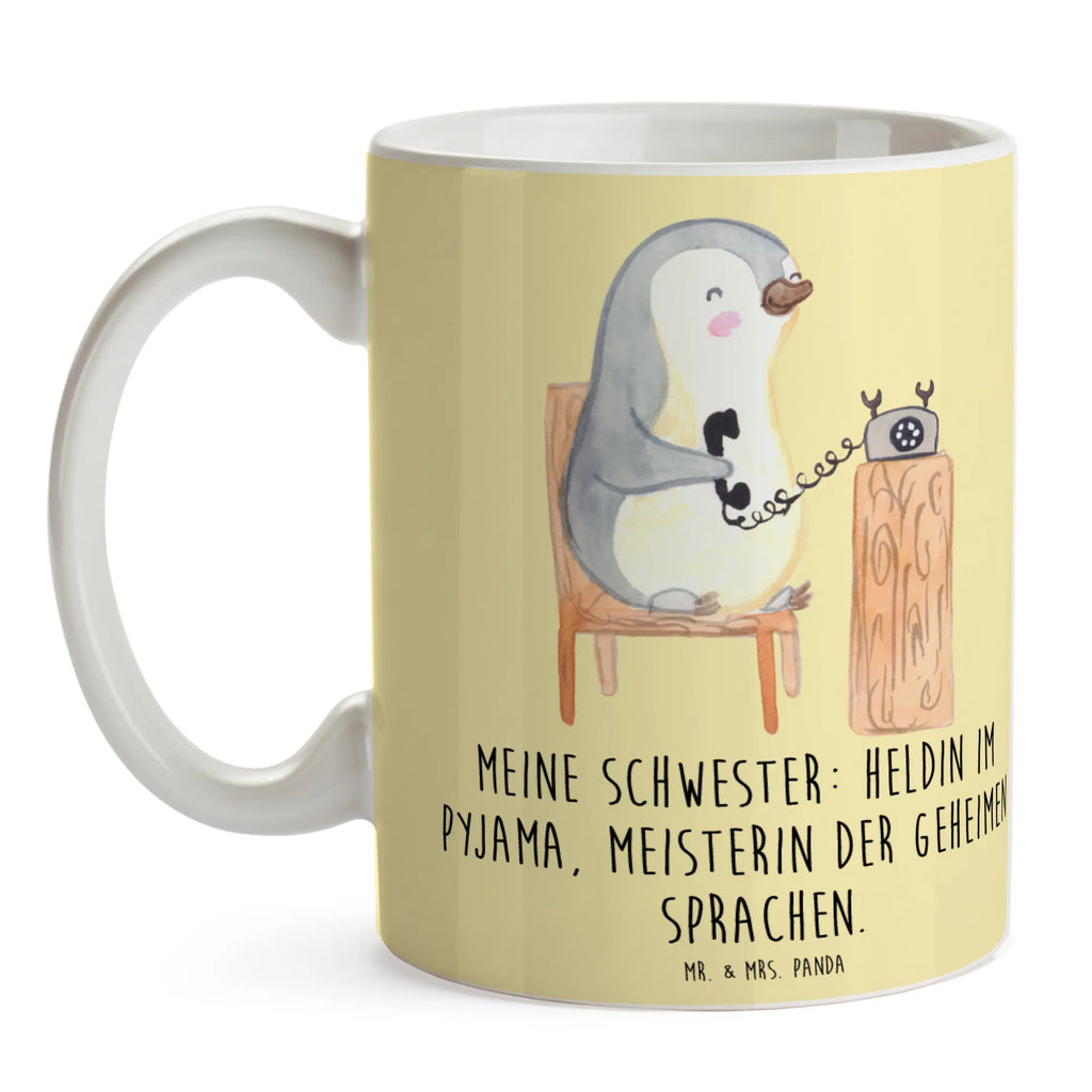 Tasse Schwester Heldin Bürotasse, Tasse mit Zitaten, Tasse mit Motiven, Tasse, Teetasse, Porzellantasse, Geschenktasse, Kaffeetasse, Keramiktasse, Familie, Vatertag, Muttertag, Bruder, Schwester, Mama, Papa, Oma, Opa