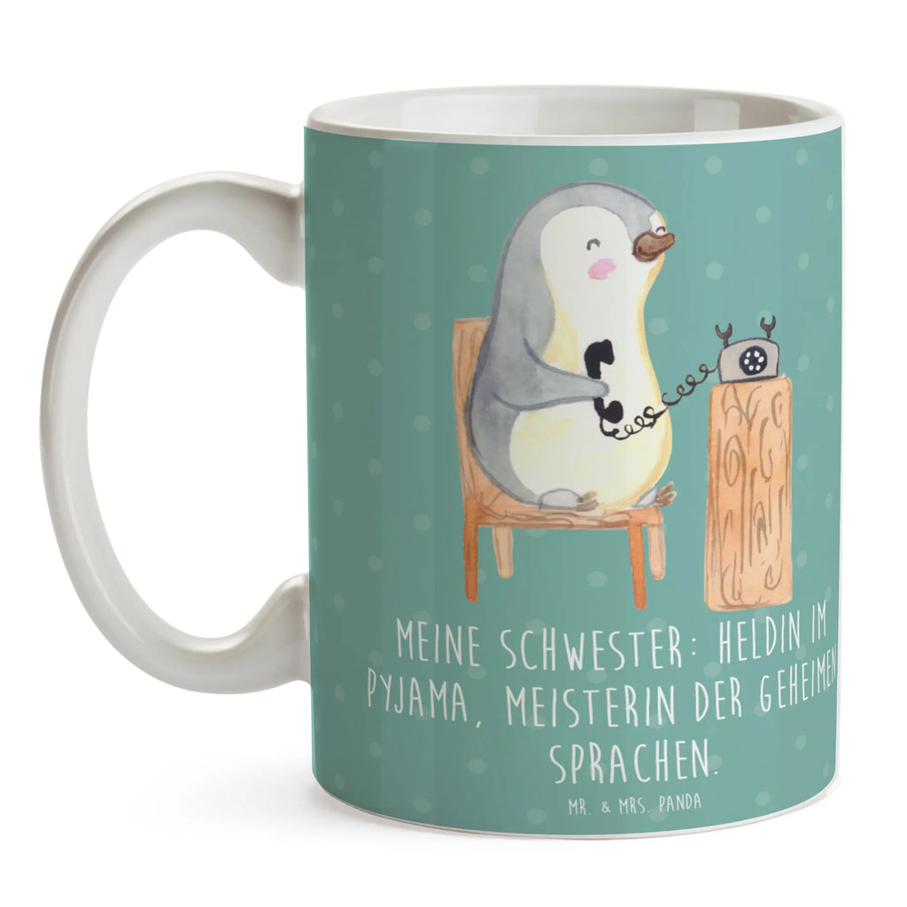 Tasse Schwester Heldin Bürotasse, Tasse mit Zitaten, Tasse mit Motiven, Tasse, Teetasse, Porzellantasse, Geschenktasse, Kaffeetasse, Keramiktasse, Familie, Vatertag, Muttertag, Bruder, Schwester, Mama, Papa, Oma, Opa