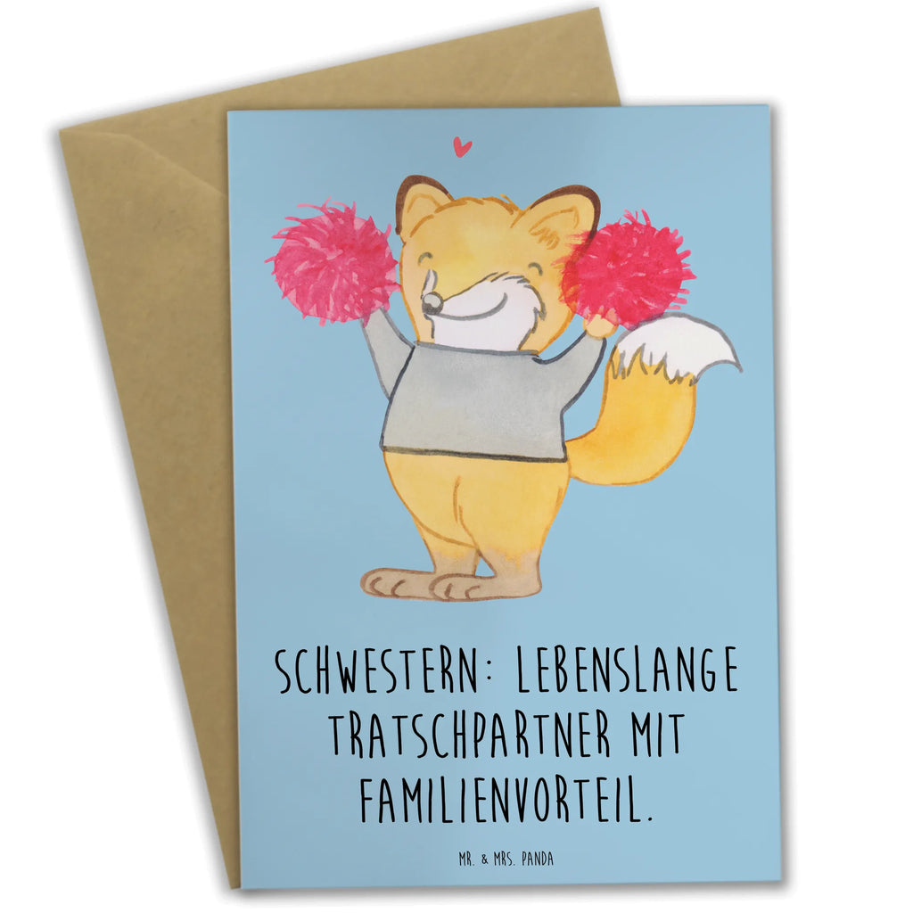 Greetings card Schwestern: Lebenslange Tratschpartner mit Familienvorteil. Glückwunschkarte, Karte, Ansichtskarten, Einladungskarte, Grußkarte, Klappkarte, Geburtstagskarte, Hochzeitskarte, Familie, Vatertag, Muttertag, Bruder, Schwester, Mama, Papa, Oma, Opa