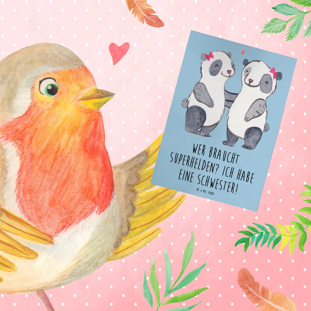 Greetings card Wer braucht Superhelden? Ich habe eine Schwester! Grußkarte, Klappkarte, Geburtstagskarte, Ansichtskarten, Hochzeitskarte, Karte, Einladungskarte, Glückwunschkarte, Familie, Vatertag, Muttertag, Bruder, Schwester, Mama, Papa, Oma, Opa