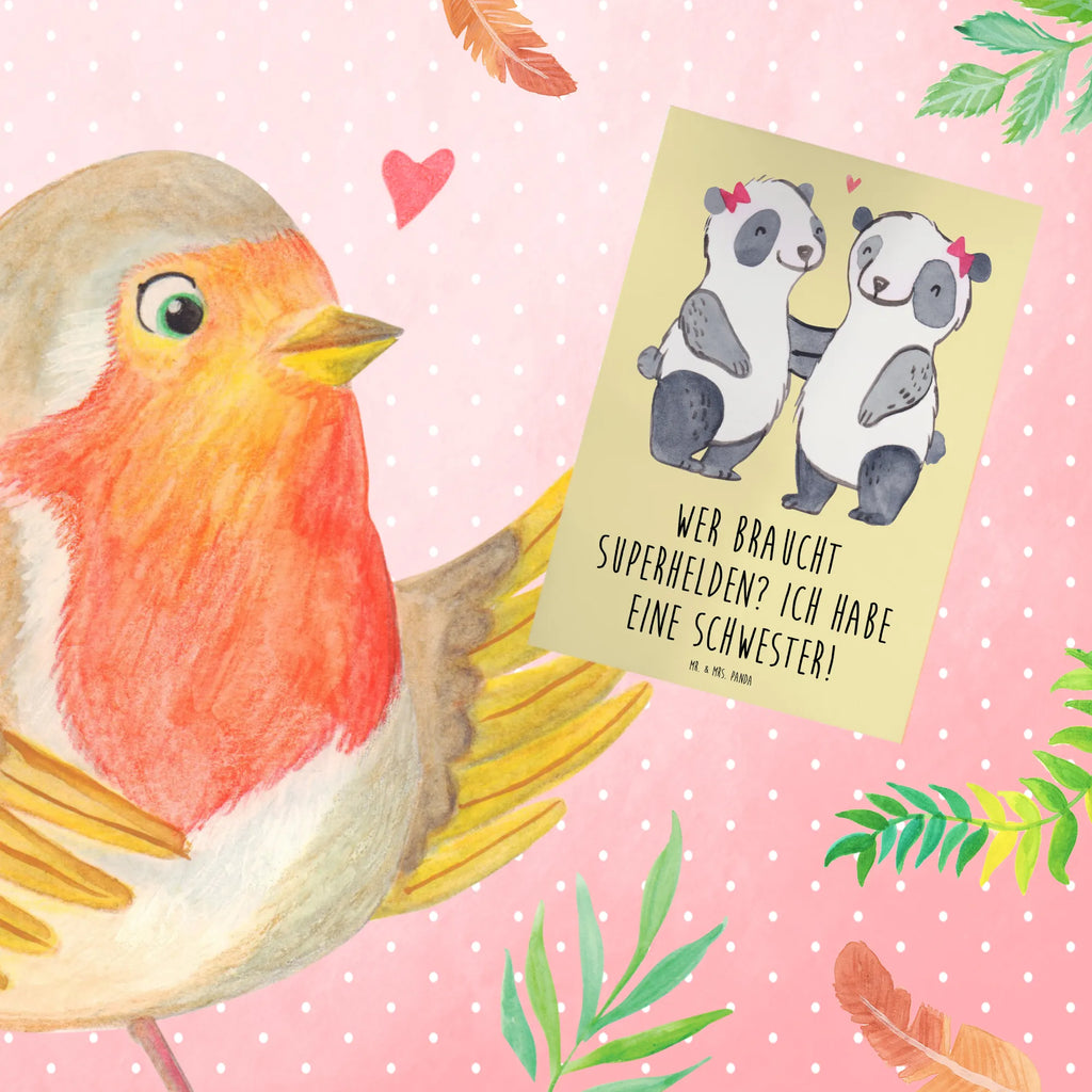 Greetings card Wer braucht Superhelden? Ich habe eine Schwester! Grußkarte, Klappkarte, Geburtstagskarte, Ansichtskarten, Hochzeitskarte, Karte, Einladungskarte, Glückwunschkarte, Familie, Vatertag, Muttertag, Bruder, Schwester, Mama, Papa, Oma, Opa