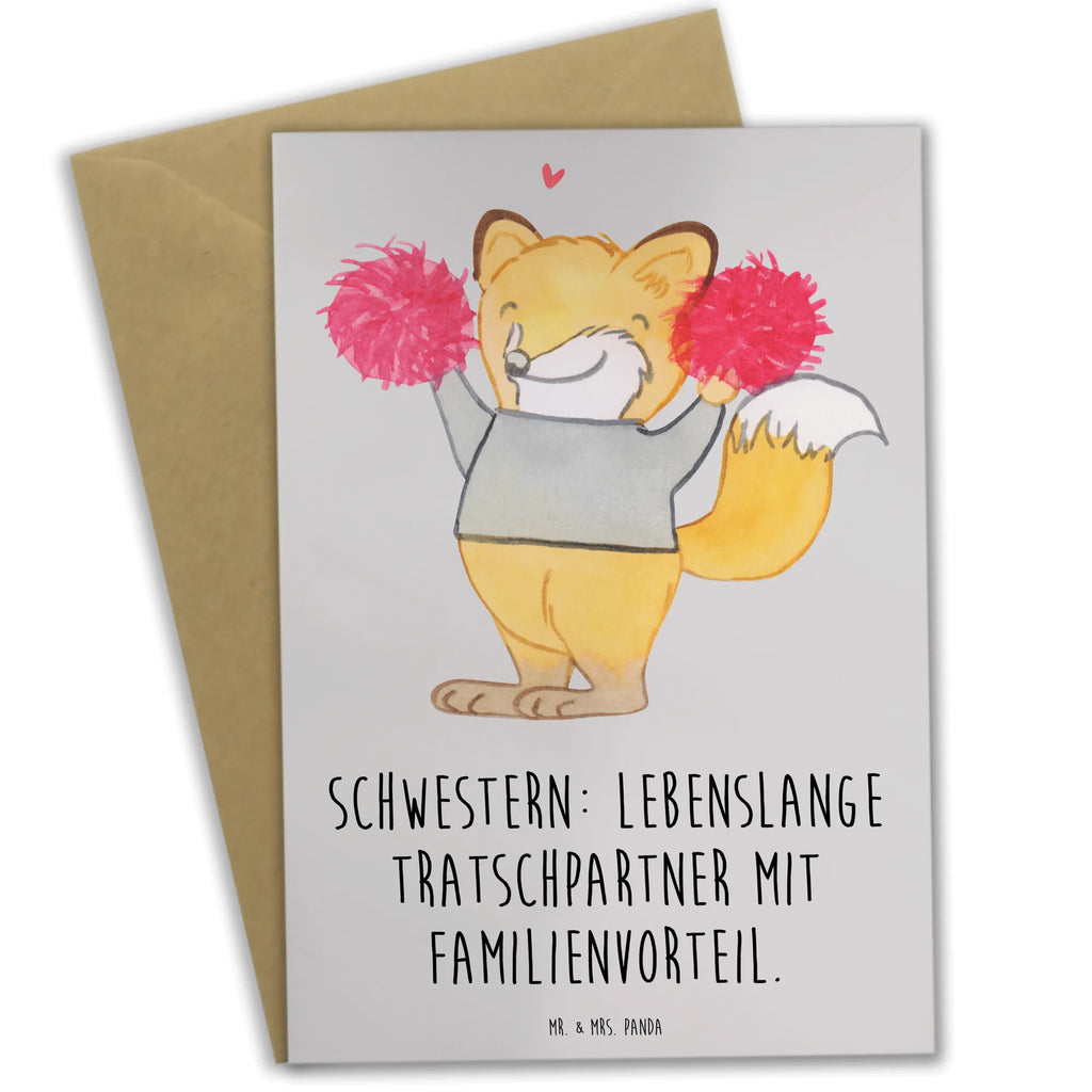 Greetings card Schwestern: Lebenslange Tratschpartner mit Familienvorteil. Glückwunschkarte, Karte, Ansichtskarten, Einladungskarte, Grußkarte, Klappkarte, Geburtstagskarte, Hochzeitskarte, Familie, Vatertag, Muttertag, Bruder, Schwester, Mama, Papa, Oma, Opa