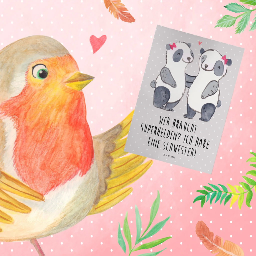 Greetings card Wer braucht Superhelden? Ich habe eine Schwester! Grußkarte, Klappkarte, Geburtstagskarte, Ansichtskarten, Hochzeitskarte, Karte, Einladungskarte, Glückwunschkarte, Familie, Vatertag, Muttertag, Bruder, Schwester, Mama, Papa, Oma, Opa