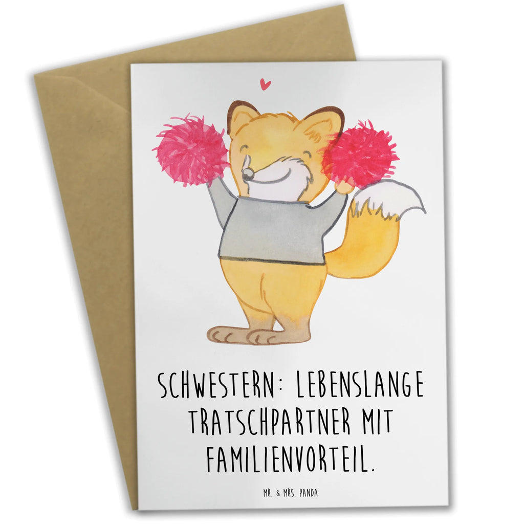 Greetings card Schwestern: Lebenslange Tratschpartner mit Familienvorteil. Glückwunschkarte, Karte, Ansichtskarten, Einladungskarte, Grußkarte, Klappkarte, Geburtstagskarte, Hochzeitskarte, Familie, Vatertag, Muttertag, Bruder, Schwester, Mama, Papa, Oma, Opa