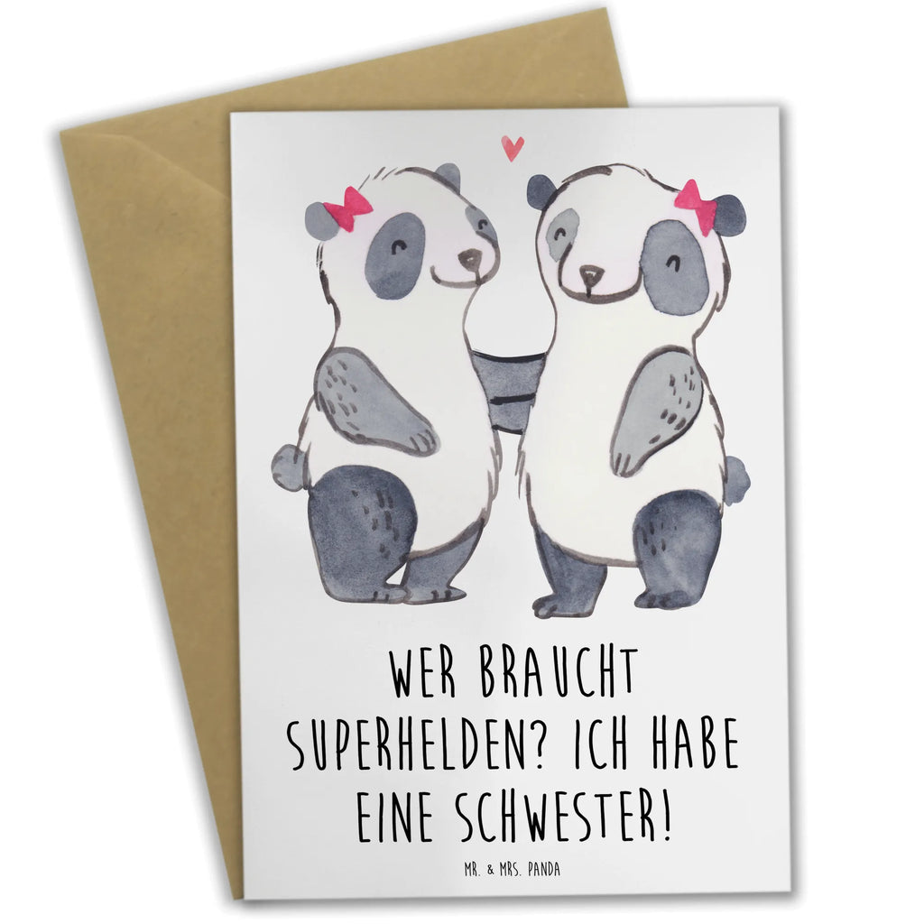 Greetings card Wer braucht Superhelden? Ich habe eine Schwester! Grußkarte, Klappkarte, Geburtstagskarte, Ansichtskarten, Hochzeitskarte, Karte, Einladungskarte, Glückwunschkarte, Familie, Vatertag, Muttertag, Bruder, Schwester, Mama, Papa, Oma, Opa