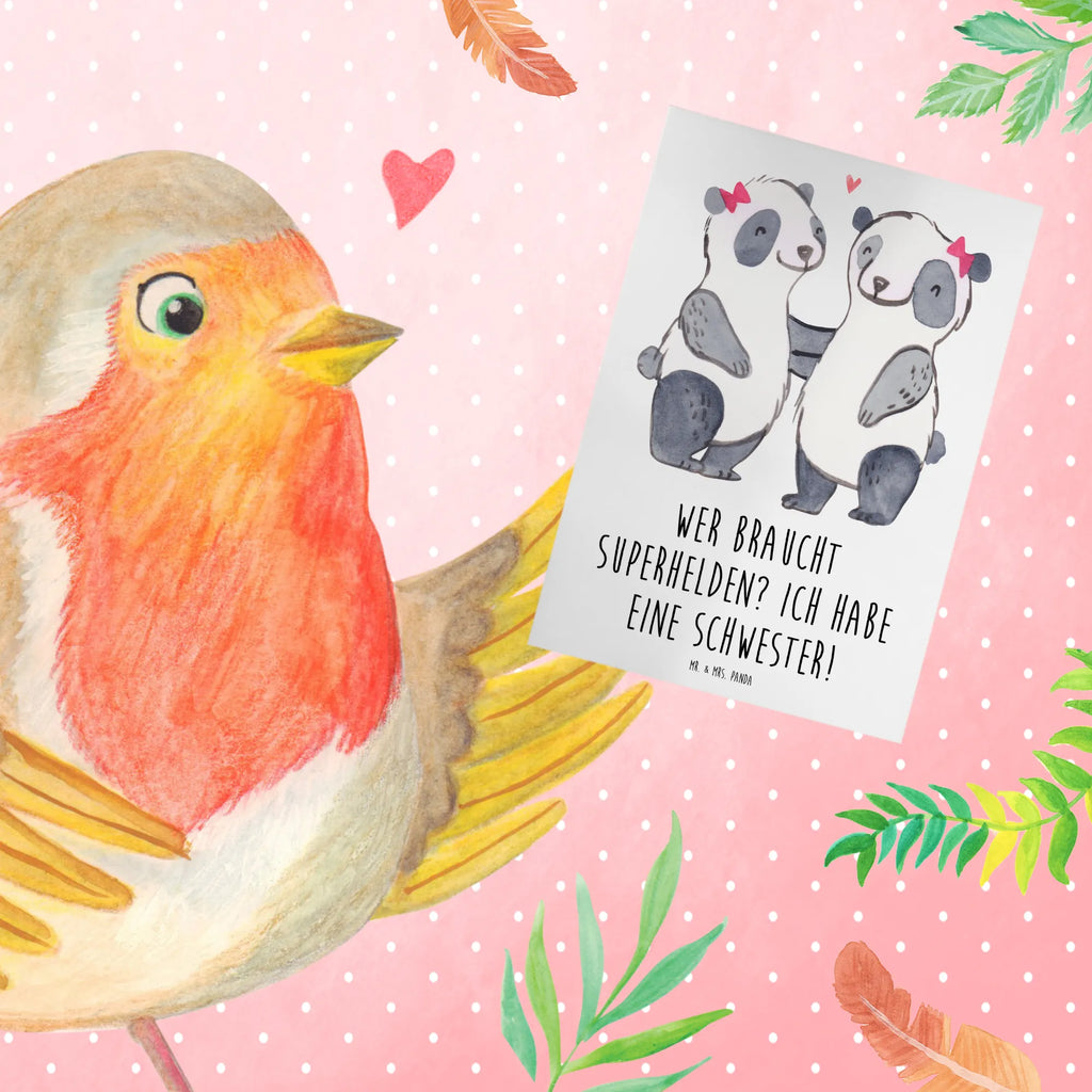 Greetings card Wer braucht Superhelden? Ich habe eine Schwester! Grußkarte, Klappkarte, Geburtstagskarte, Ansichtskarten, Hochzeitskarte, Karte, Einladungskarte, Glückwunschkarte, Familie, Vatertag, Muttertag, Bruder, Schwester, Mama, Papa, Oma, Opa