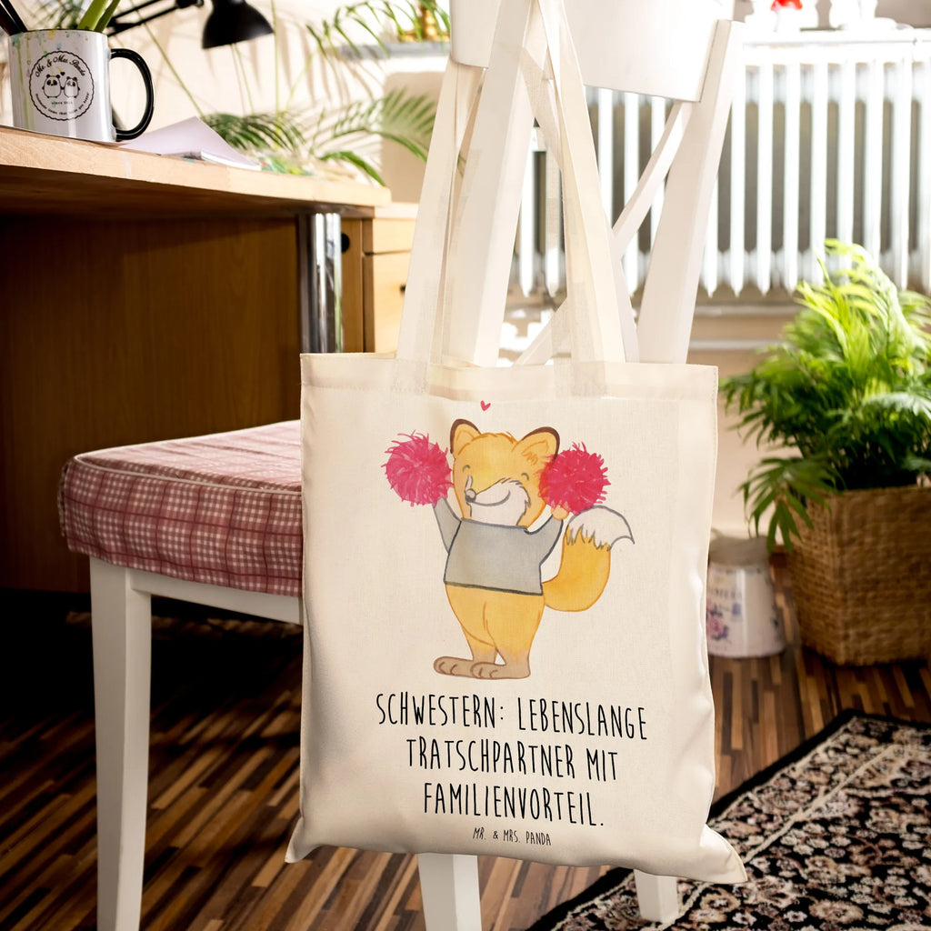 Tote bag Schwestern: Lebenslange Tratschpartner mit Familienvorteil. Beutel, Stoffbeutel, Stofftasche, Tragetasche, Badetasche, Strandtasche, Jutebeutel, Einkaufstüte, Shopper, Schultertasche, Umhängetasche, Beuteltasche, Tasche, Einkaufstasche, Laptoptasche, Jutetasche, Familie, Vatertag, Muttertag, Bruder, Schwester, Mama, Papa, Oma, Opa