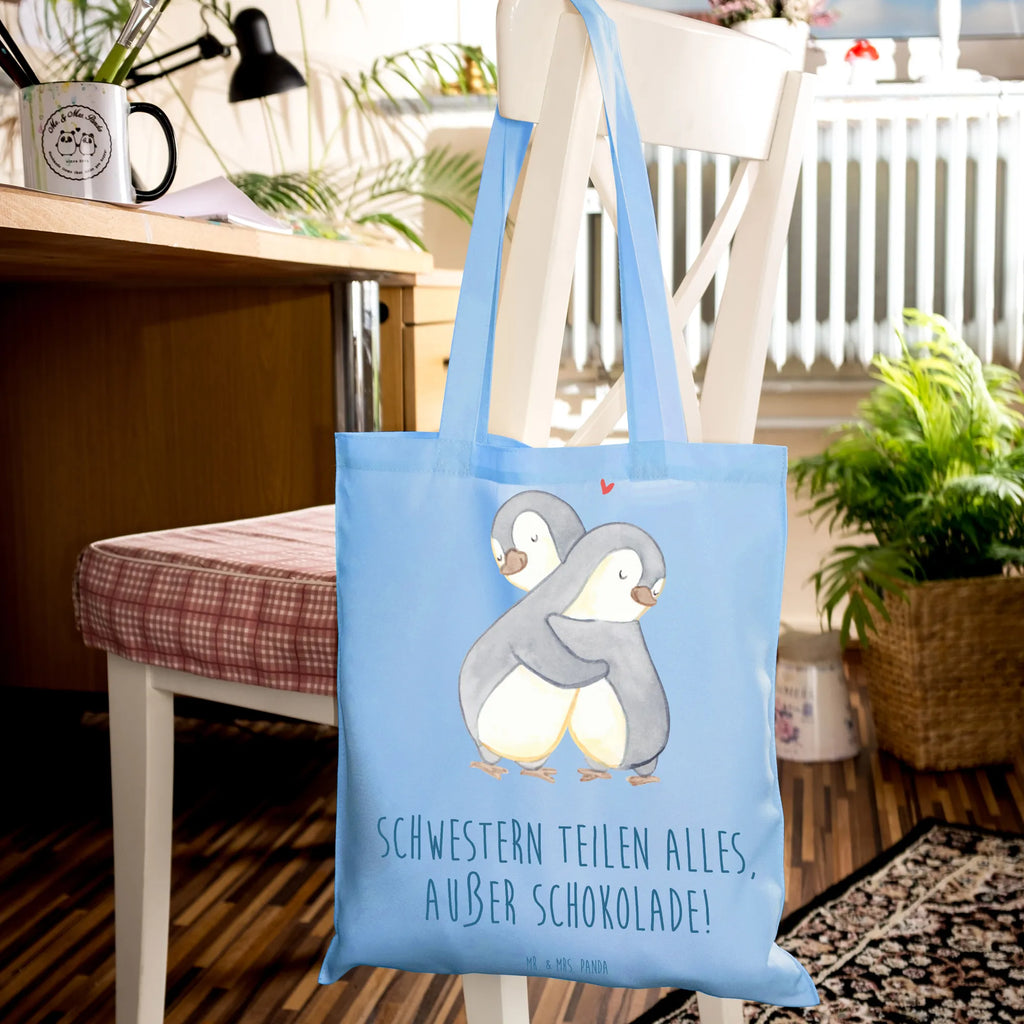 Tote bag Schwestern teilen alles, außer Schokolade! Strandtasche, Schultertasche, Stofftasche, Umhängetasche, Badetasche, Laptoptasche, Einkaufstüte, Tasche, Beutel, Einkaufstasche, Jutetasche, Stoffbeutel, Beuteltasche, Jutebeutel, Tragetasche, Shopper, Familie, Vatertag, Muttertag, Bruder, Schwester, Mama, Papa, Oma, Opa
