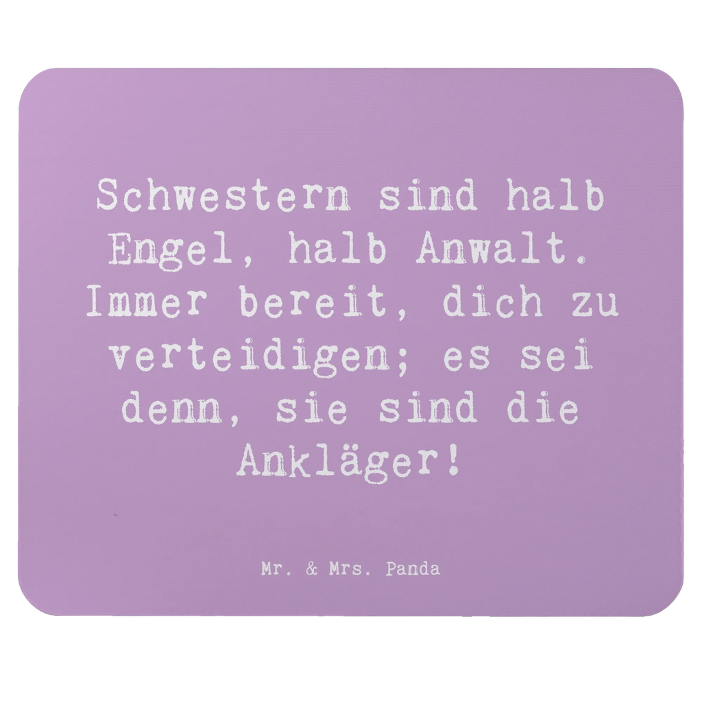 Mouse mat Saying Schwestern sind halb Engel, halb Anwalt. Immer bereit, dich zu verteidigen; es sei denn, sie sind die Ankläger! Büroausstattung, Mauspad, Arbeitszimmer, Designer Mauspad, Einzigartiges Mauspad, Mausunterlage, Mousepad, PC Zubehör, Computer zubehör, Mauspad Büro, Familie, Vatertag, Muttertag, Bruder, Schwester, Mama, Papa, Oma, Opa