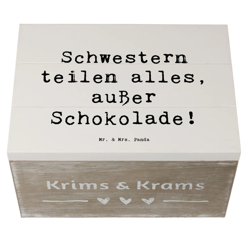 Wooden chest Saying Schwestern teilen alles, außer Schokolade! Geschenkbox, Erinnerungsbox, Aufbewahrungsbox, Geschenkdose, Schatulle, Kiste, Dekokiste, XXL, Erinnerungskiste, Holzkiste, Schatzkiste, Truhe, Familie, Vatertag, Muttertag, Bruder, Schwester, Mama, Papa, Oma, Opa