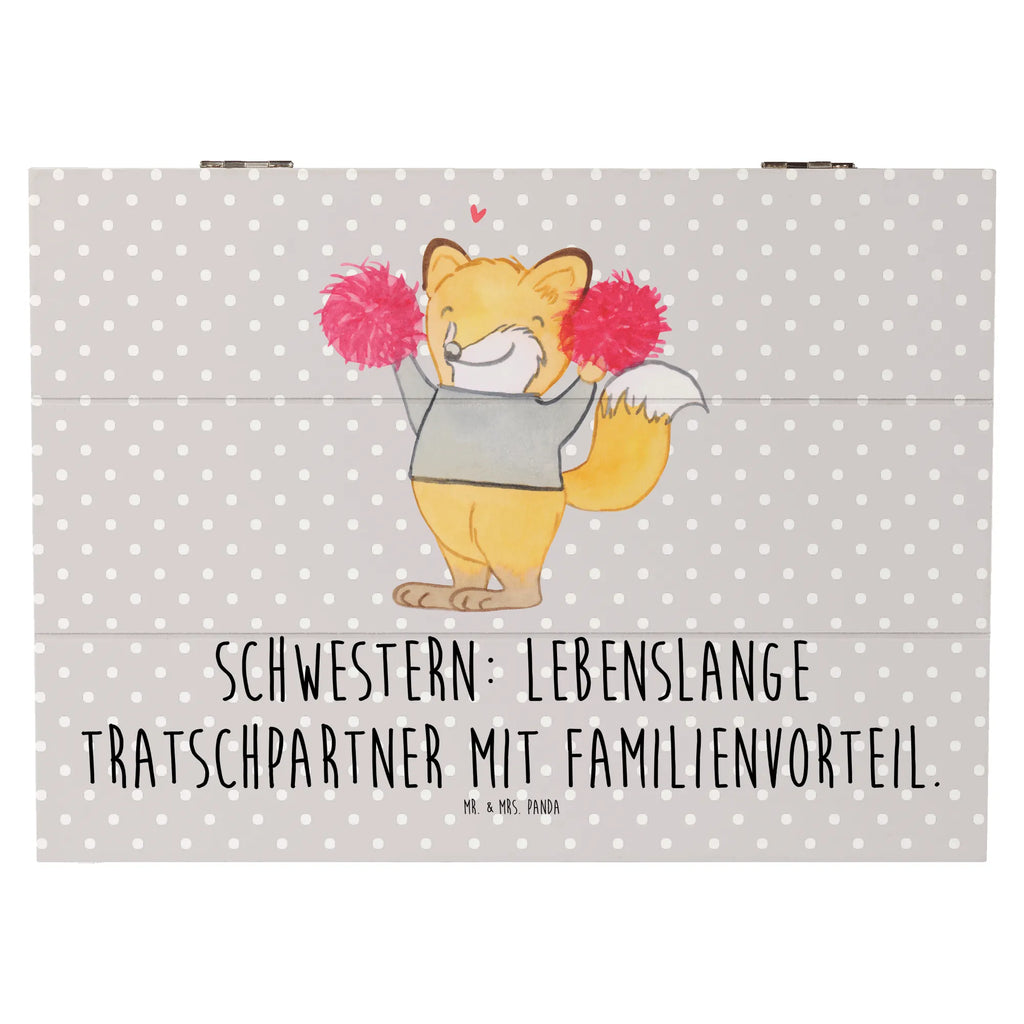 Holzkiste Schwestern Tratschpartner Geschenkbox, Dekokiste, Geschenkdose, XXL, Schatzkiste, Schatulle, Kiste, Truhe, Erinnerungsbox, Aufbewahrungsbox, Holzkiste, Erinnerungskiste, Familie, Vatertag, Muttertag, Bruder, Schwester, Mama, Papa, Oma, Opa