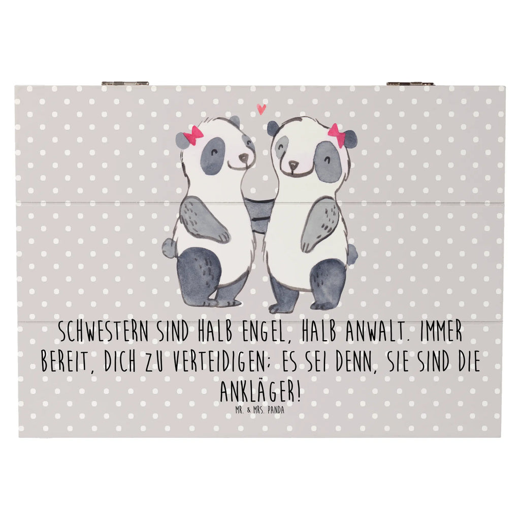 Wooden chest Schwestern sind halb Engel, halb Anwalt. Immer bereit, dich zu verteidigen; es sei denn, sie sind die Ankläger! Schatulle, Holzkiste, Geschenkdose, XXL, Erinnerungskiste, Aufbewahrungsbox, Geschenkbox, Schatzkiste, Kiste, Truhe, Erinnerungsbox, Dekokiste, Familie, Vatertag, Muttertag, Bruder, Schwester, Mama, Papa, Oma, Opa