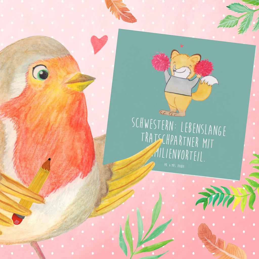 Deluxe Card Schwestern: Lebenslange Tratschpartner mit Familienvorteil. Hochzeitskarte, Karte, Hochwertige Klappkarte, Grußkarte, Glückwunschkarte, Einladungskarte, Geburtstagskarte, Hochwertige Grußkarte, Klappkarte, Familie, Vatertag, Muttertag, Bruder, Schwester, Mama, Papa, Oma, Opa