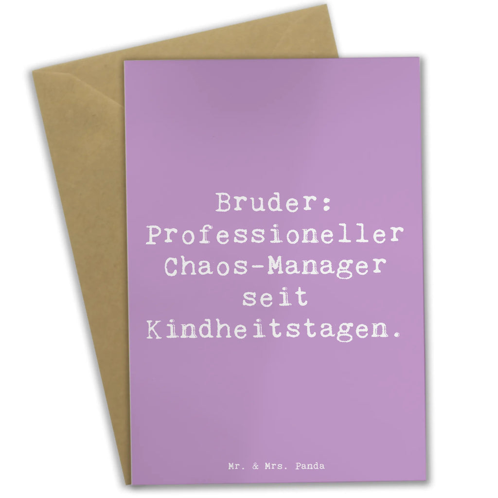 Grußkarte Spruch Bruder Chaos-Manager Einladungskarte, Ansichtskarten, Grußkarte, Klappkarte, Geburtstagskarte, Hochzeitskarte, Glückwunschkarte, Karte, Familie, Vatertag, Muttertag, Bruder, Schwester, Mama, Papa, Oma, Opa