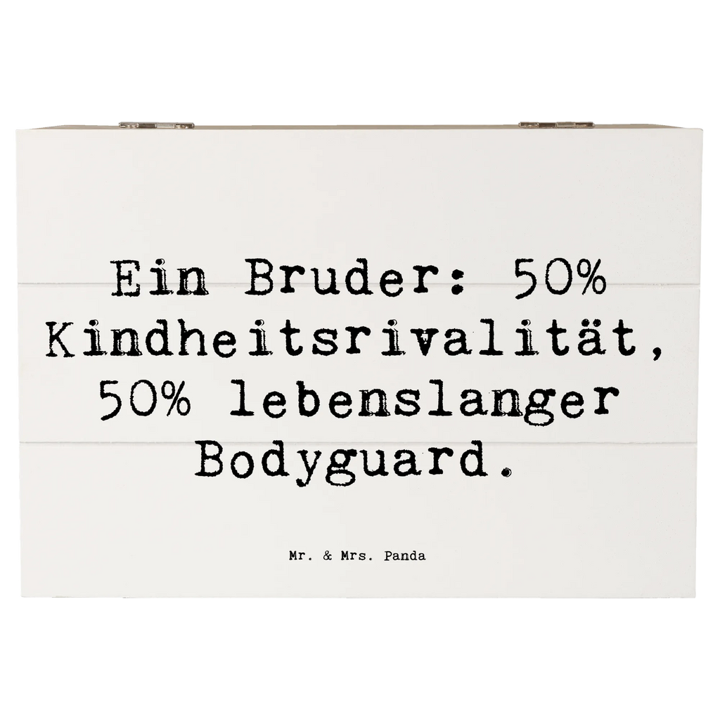 Wooden chest Saying Ein Bruder: 50% Kindheitsrivalität, 50% lebenslanger Bodyguard. Aufbewahrungsbox, Geschenkbox, Holzkiste, Erinnerungsbox, Schatulle, Erinnerungskiste, Schatzkiste, XXL, Dekokiste, Truhe, Kiste, Geschenkdose, Familie, Vatertag, Muttertag, Bruder, Schwester, Mama, Papa, Oma, Opa