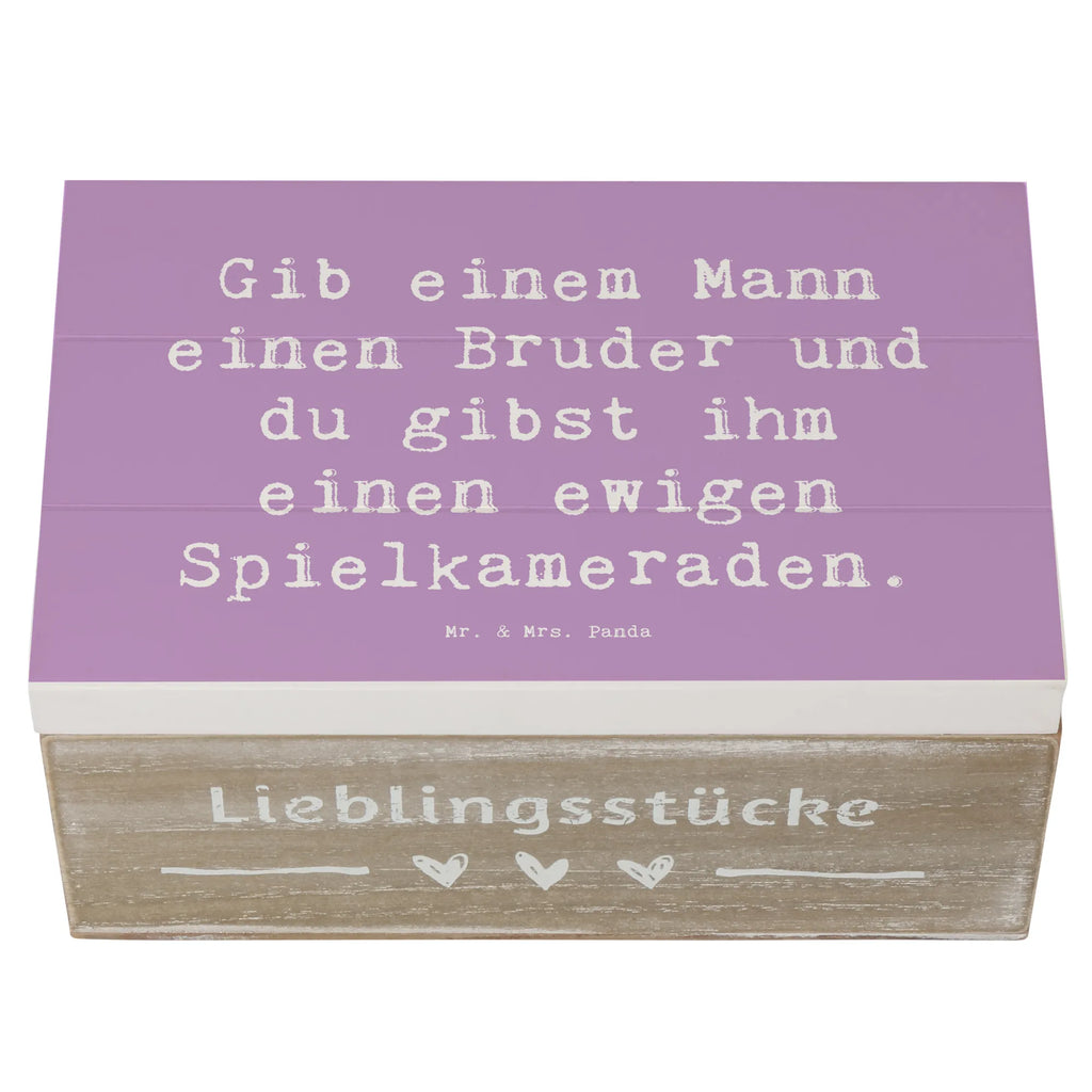 Wooden chest Saying Gib einem Mann einen Bruder und du gibst ihm einen ewigen Spielkameraden. Truhe, Aufbewahrungsbox, Erinnerungsbox, Geschenkbox, Geschenkdose, Schatzkiste, Erinnerungskiste, Dekokiste, Kiste, Holzkiste, Schatulle, XXL, Familie, Vatertag, Muttertag, Bruder, Schwester, Mama, Papa, Oma, Opa