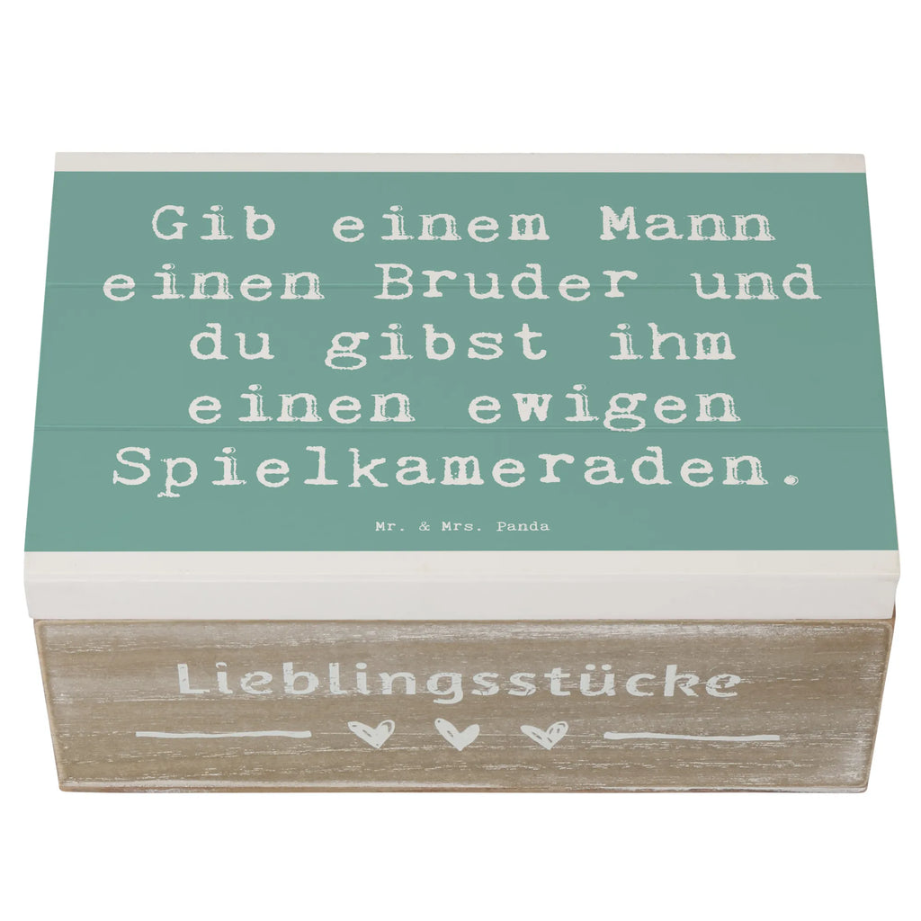 Wooden chest Saying Gib einem Mann einen Bruder und du gibst ihm einen ewigen Spielkameraden. Truhe, Aufbewahrungsbox, Erinnerungsbox, Geschenkbox, Geschenkdose, Schatzkiste, Erinnerungskiste, Dekokiste, Kiste, Holzkiste, Schatulle, XXL, Familie, Vatertag, Muttertag, Bruder, Schwester, Mama, Papa, Oma, Opa