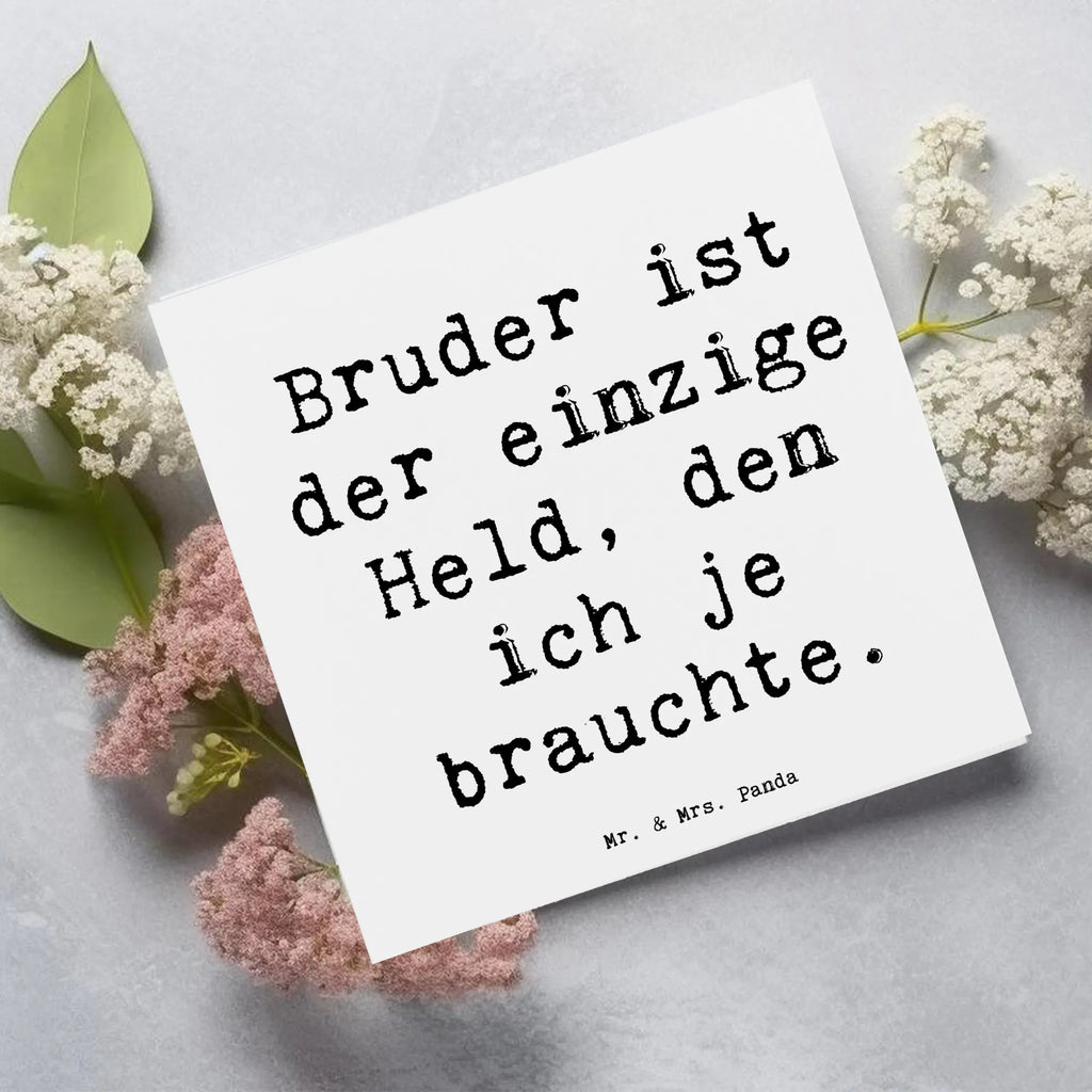 Deluxe Karte Spruch Bruder Held Karte, Klappkarte, Grußkarte, Einladungskarte, Geburtstagskarte, Glückwunschkarte, Hochwertige Klappkarte, Hochwertige Grußkarte, Hochzeitskarte, Familie, Vatertag, Muttertag, Bruder, Schwester, Mama, Papa, Oma, Opa