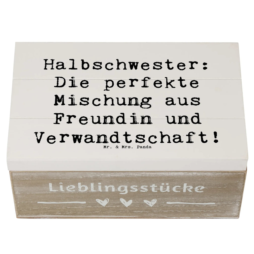 Holzkiste Spruch Halbschwester Glück Aufbewahrungsbox, Erinnerungskiste, Schatzkiste, Erinnerungsbox, Schatulle, Kiste, Truhe, XXL, Dekokiste, Holzkiste, Geschenkdose, Geschenkbox, Familie, Vatertag, Muttertag, Bruder, Schwester, Mama, Papa, Oma, Opa