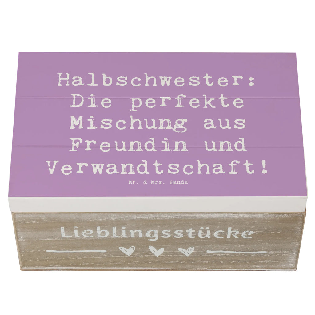 Holzkiste Spruch Halbschwester Glück Aufbewahrungsbox, Erinnerungskiste, Schatzkiste, Erinnerungsbox, Schatulle, Kiste, Truhe, XXL, Dekokiste, Holzkiste, Geschenkdose, Geschenkbox, Familie, Vatertag, Muttertag, Bruder, Schwester, Mama, Papa, Oma, Opa
