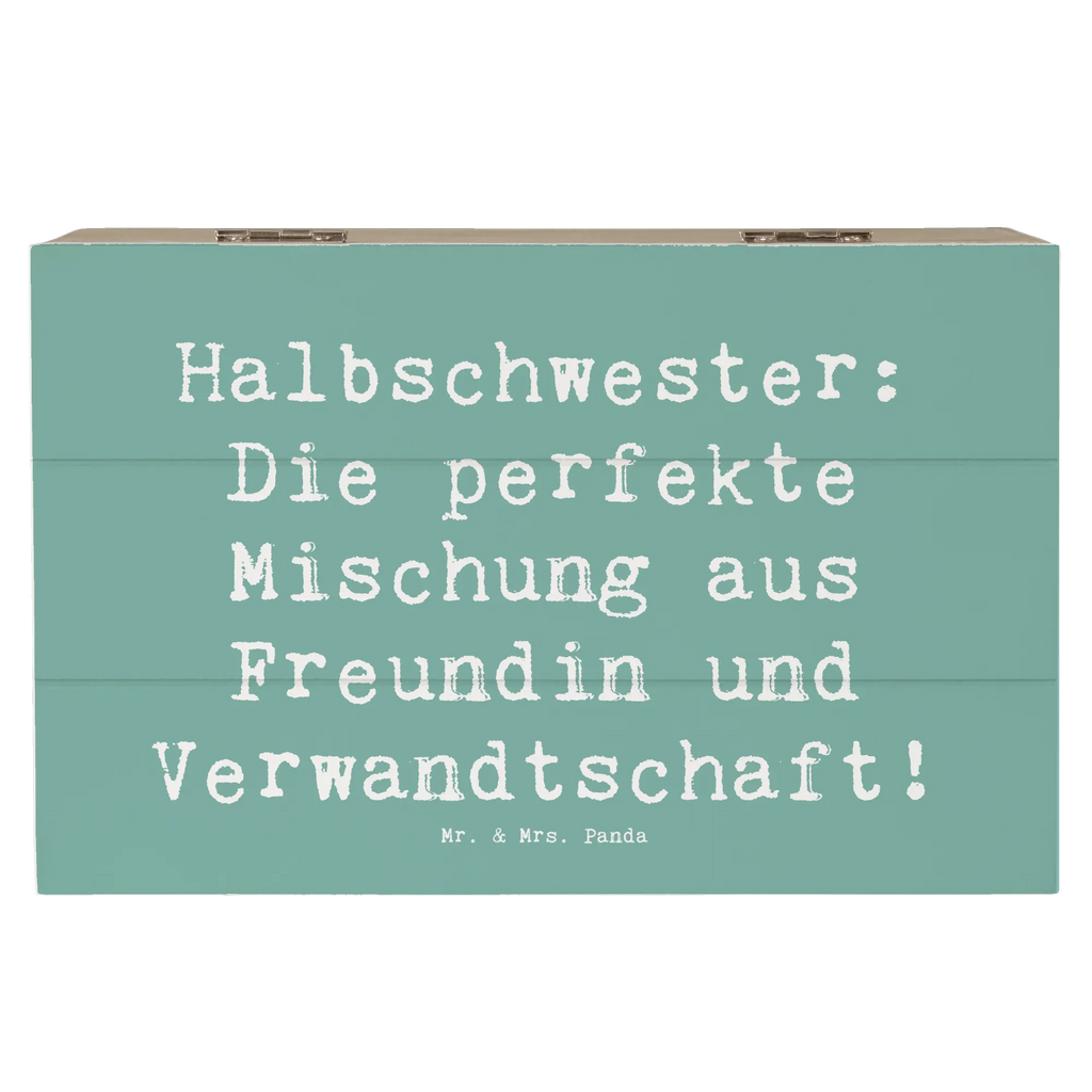 Holzkiste Spruch Halbschwester Glück Aufbewahrungsbox, Erinnerungskiste, Schatzkiste, Erinnerungsbox, Schatulle, Kiste, Truhe, XXL, Dekokiste, Holzkiste, Geschenkdose, Geschenkbox, Familie, Vatertag, Muttertag, Bruder, Schwester, Mama, Papa, Oma, Opa