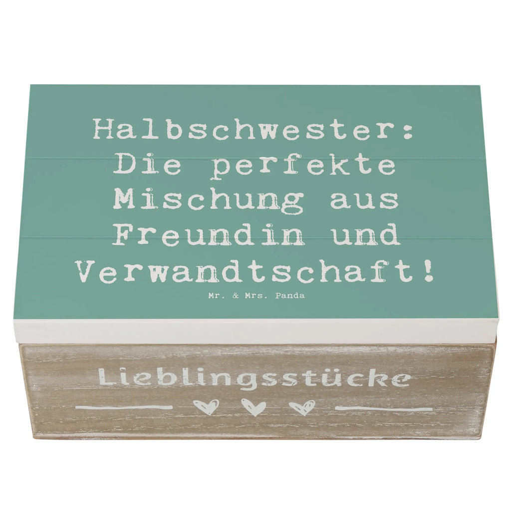 Holzkiste Spruch Halbschwester Glück Aufbewahrungsbox, Erinnerungskiste, Schatzkiste, Erinnerungsbox, Schatulle, Kiste, Truhe, XXL, Dekokiste, Holzkiste, Geschenkdose, Geschenkbox, Familie, Vatertag, Muttertag, Bruder, Schwester, Mama, Papa, Oma, Opa