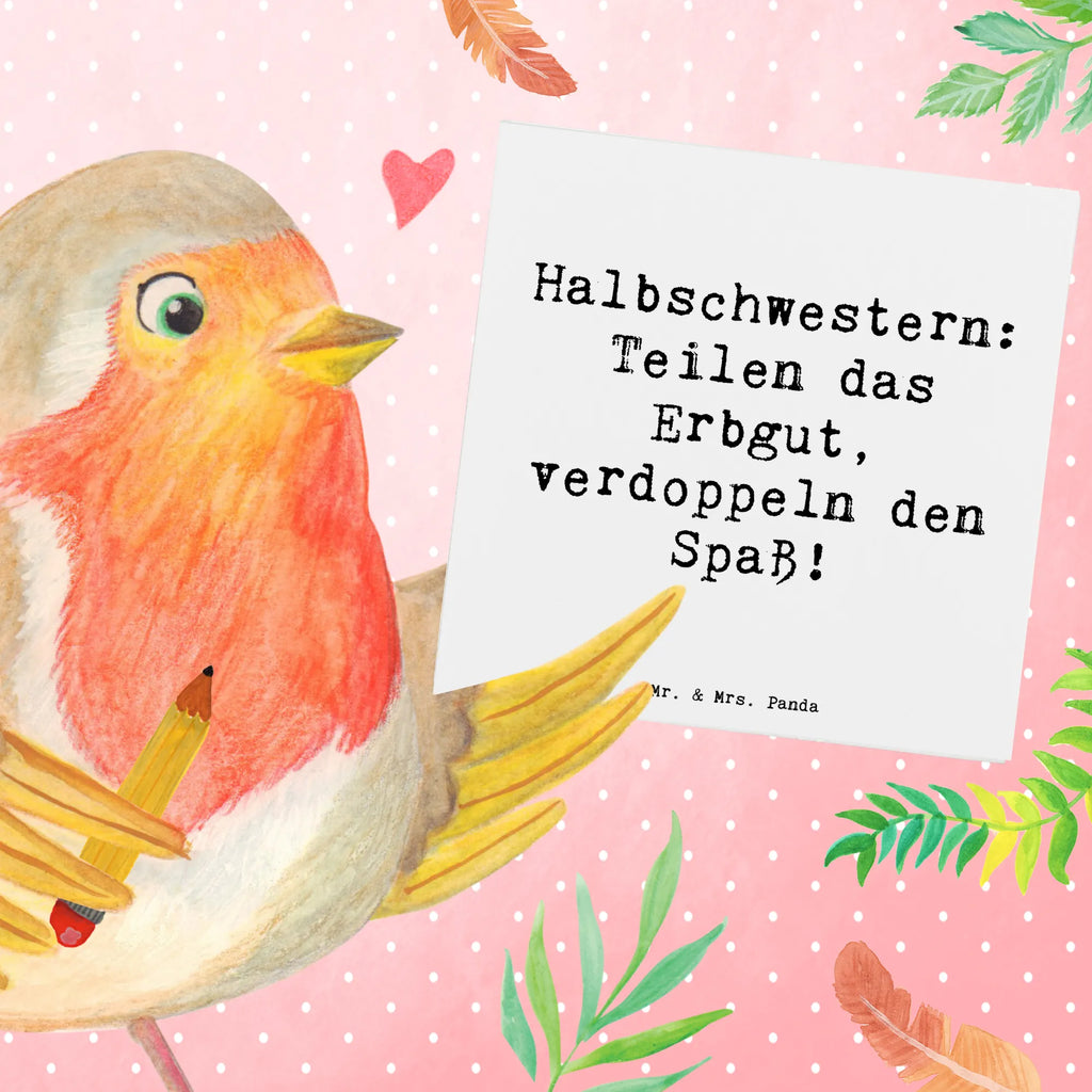 Deluxe Karte Spruch Halbschwester Freude Hochwertige Klappkarte, Einladungskarte, Geburtstagskarte, Karte, Glückwunschkarte, Klappkarte, Hochzeitskarte, Hochwertige Grußkarte, Grußkarte, Familie, Vatertag, Muttertag, Bruder, Schwester, Mama, Papa, Oma, Opa