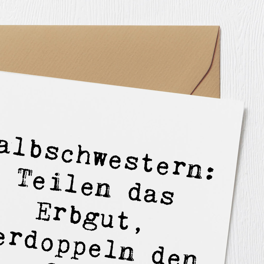 Deluxe Karte Spruch Halbschwester Freude Hochwertige Klappkarte, Einladungskarte, Geburtstagskarte, Karte, Glückwunschkarte, Klappkarte, Hochzeitskarte, Hochwertige Grußkarte, Grußkarte, Familie, Vatertag, Muttertag, Bruder, Schwester, Mama, Papa, Oma, Opa