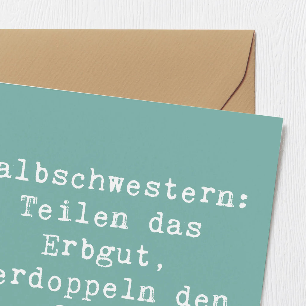 Deluxe Karte Spruch Halbschwester Freude Hochwertige Klappkarte, Einladungskarte, Geburtstagskarte, Karte, Glückwunschkarte, Klappkarte, Hochzeitskarte, Hochwertige Grußkarte, Grußkarte, Familie, Vatertag, Muttertag, Bruder, Schwester, Mama, Papa, Oma, Opa