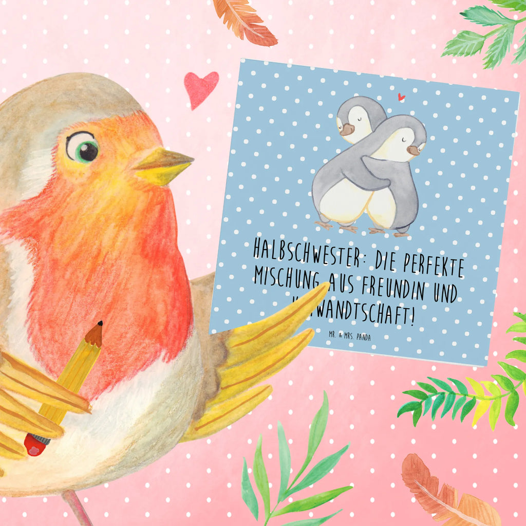 Deluxe Karte Halbschwester Glück Karte, Grußkarte, Hochzeitskarte, Hochwertige Klappkarte, Einladungskarte, Glückwunschkarte, Hochwertige Grußkarte, Geburtstagskarte, Klappkarte, Familie, Vatertag, Muttertag, Bruder, Schwester, Mama, Papa, Oma, Opa