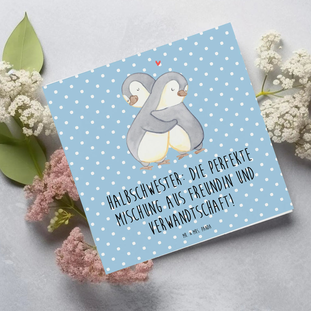 Deluxe Karte Halbschwester Glück Karte, Grußkarte, Hochzeitskarte, Hochwertige Klappkarte, Einladungskarte, Glückwunschkarte, Hochwertige Grußkarte, Geburtstagskarte, Klappkarte, Familie, Vatertag, Muttertag, Bruder, Schwester, Mama, Papa, Oma, Opa