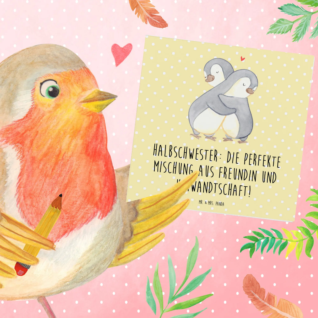 Deluxe Karte Halbschwester Glück Karte, Grußkarte, Hochzeitskarte, Hochwertige Klappkarte, Einladungskarte, Glückwunschkarte, Hochwertige Grußkarte, Geburtstagskarte, Klappkarte, Familie, Vatertag, Muttertag, Bruder, Schwester, Mama, Papa, Oma, Opa