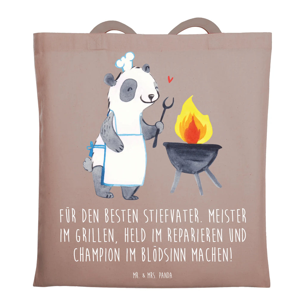 Tote bag Für den besten Stiefvater. Meister im Grillen, Held im Reparieren und Champion im Blödsinn machen! Einkaufstüte, Badetasche, Jutebeutel, Beuteltasche, Laptoptasche, Strandtasche, Jutetasche, Schultertasche, Stofftasche, Einkaufstasche, Shopper, Tasche, Beutel, Umhängetasche, Tragetasche, Stoffbeutel, Familie, Vatertag, Muttertag, Bruder, Schwester, Mama, Papa, Oma, Opa
