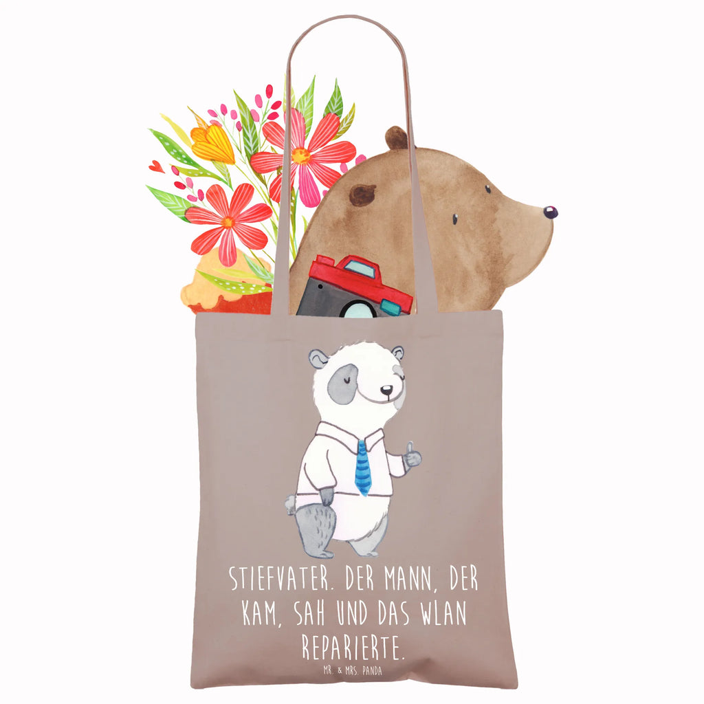 Tote bag Stiefvater. Der Mann, der kam, sah und das WLAN reparierte. Umhängetasche, Jutebeutel, Shopper, Strandtasche, Beuteltasche, Stoffbeutel, Badetasche, Tragetasche, Beutel, Tasche, Einkaufstasche, Laptoptasche, Stofftasche, Einkaufstüte, Schultertasche, Jutetasche, Familie, Vatertag, Muttertag, Bruder, Schwester, Mama, Papa, Oma, Opa