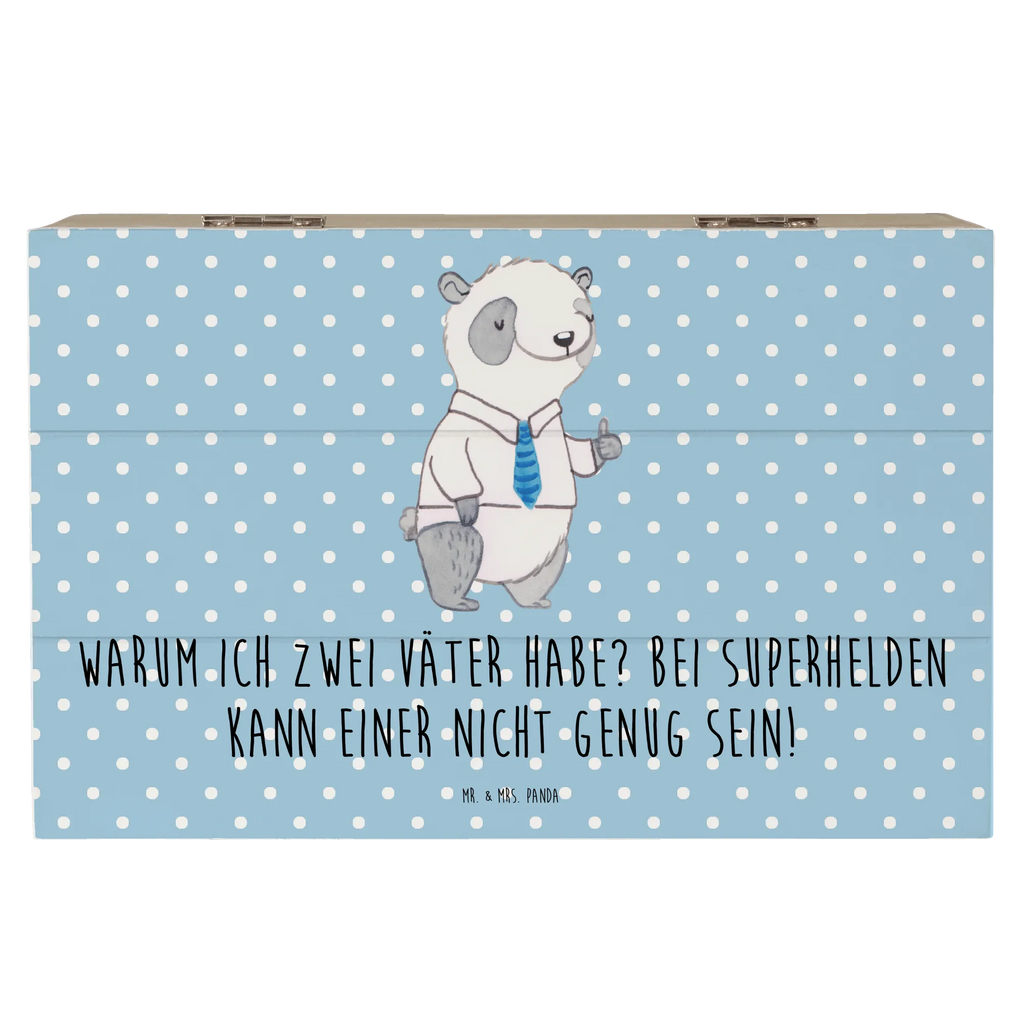 Wooden chest Warum ich zwei Väter habe? Bei Superhelden kann einer nicht genug sein! Holzkiste, Schatzkiste, Erinnerungskiste, Erinnerungsbox, Schatulle, Geschenkbox, Geschenkdose, Truhe, XXL, Dekokiste, Aufbewahrungsbox, Kiste, Familie, Vatertag, Muttertag, Bruder, Schwester, Mama, Papa, Oma, Opa