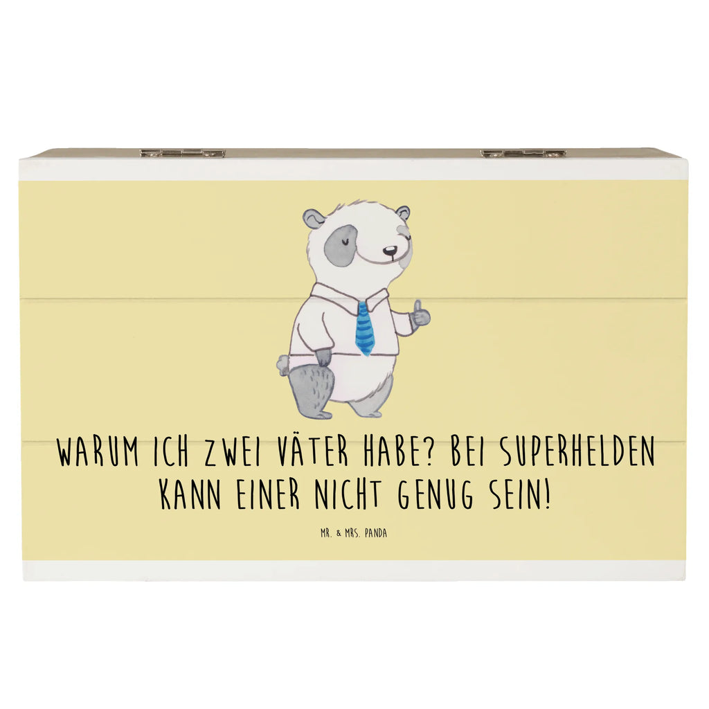 Wooden chest Warum ich zwei Väter habe? Bei Superhelden kann einer nicht genug sein! Holzkiste, Schatzkiste, Erinnerungskiste, Erinnerungsbox, Schatulle, Geschenkbox, Geschenkdose, Truhe, XXL, Dekokiste, Aufbewahrungsbox, Kiste, Familie, Vatertag, Muttertag, Bruder, Schwester, Mama, Papa, Oma, Opa