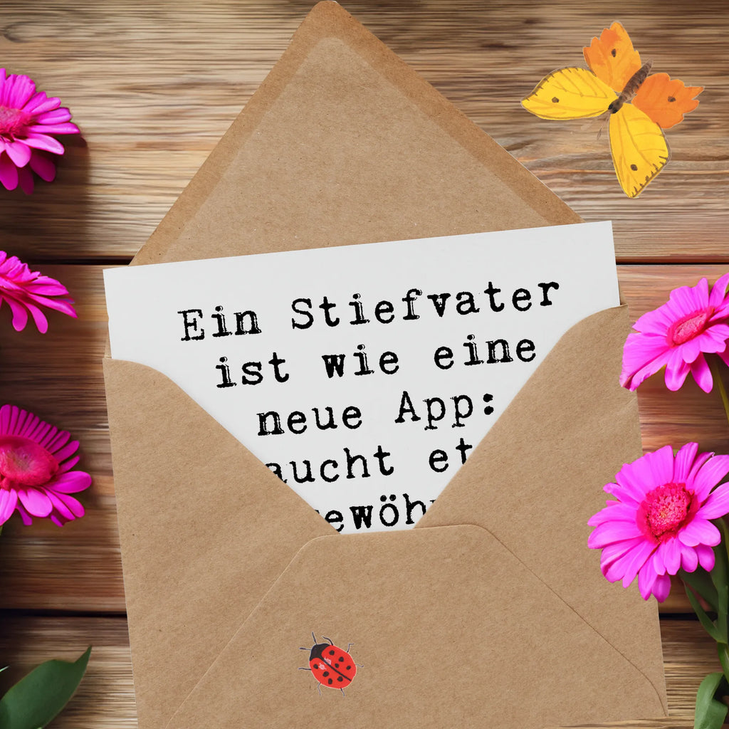 Deluxe Karte Spruch Stiefvater Liebe Karte, Hochwertige Grußkarte, Einladungskarte, Glückwunschkarte, Hochwertige Klappkarte, Klappkarte, Geburtstagskarte, Grußkarte, Hochzeitskarte, Familie, Vatertag, Muttertag, Bruder, Schwester, Mama, Papa, Oma, Opa