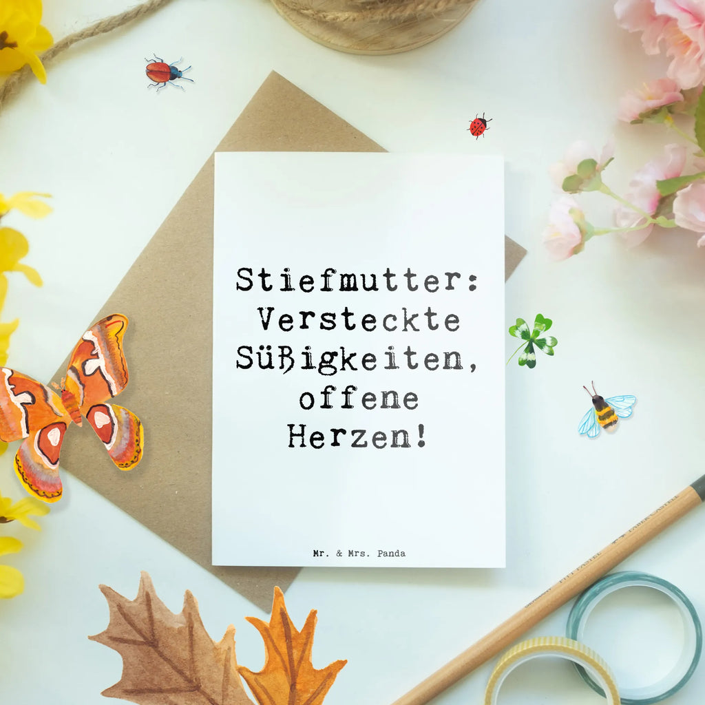 Grußkarte Spruch Stiefmutter Herzen Klappkarte, Glückwunschkarte, Grußkarte, Geburtstagskarte, Ansichtskarten, Einladungskarte, Hochzeitskarte, Karte, Familie, Vatertag, Muttertag, Bruder, Schwester, Mama, Papa, Oma, Opa