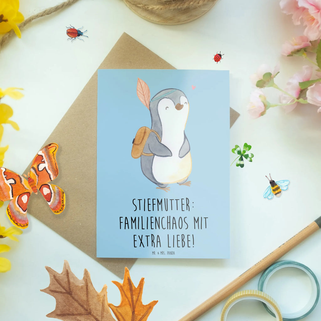 Greetings card Stiefmutter: Familienchaos mit extra Liebe! Einladungskarte, Grußkarte, Karte, Geburtstagskarte, Hochzeitskarte, Ansichtskarten, Glückwunschkarte, Klappkarte, Familie, Vatertag, Muttertag, Bruder, Schwester, Mama, Papa, Oma, Opa
