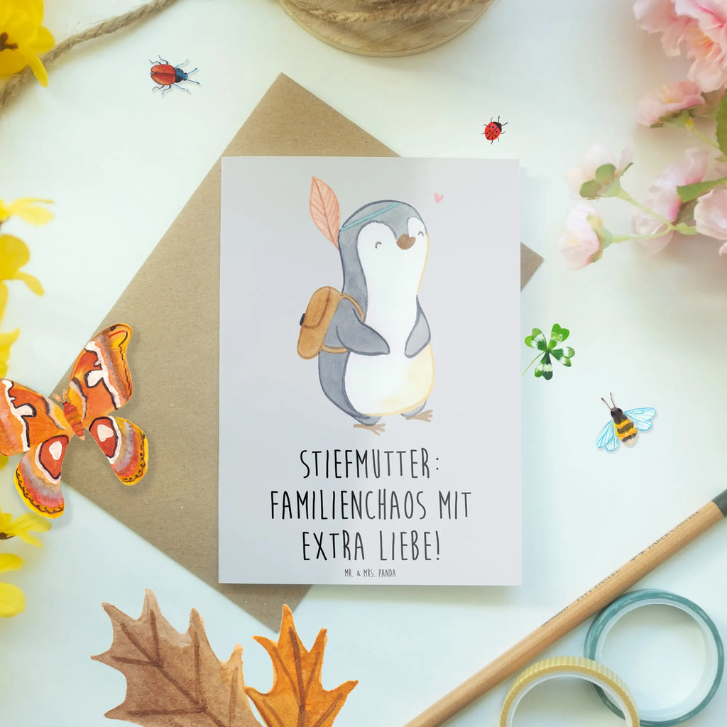 Greetings card Stiefmutter: Familienchaos mit extra Liebe! Einladungskarte, Grußkarte, Karte, Geburtstagskarte, Hochzeitskarte, Ansichtskarten, Glückwunschkarte, Klappkarte, Familie, Vatertag, Muttertag, Bruder, Schwester, Mama, Papa, Oma, Opa