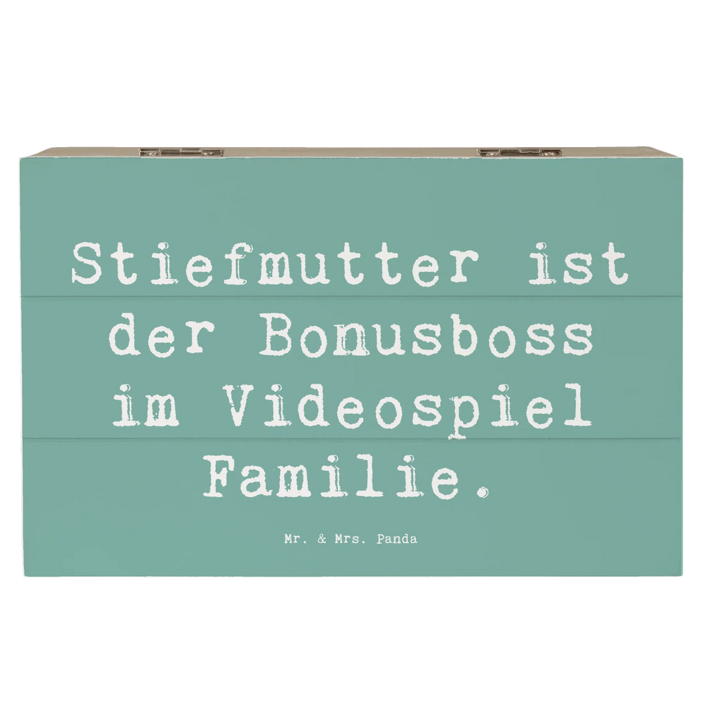 Holzkiste Spruch Stiefmutter Bonusboss Geschenkbox, XXL, Erinnerungsbox, Schatulle, Schatzkiste, Erinnerungskiste, Aufbewahrungsbox, Dekokiste, Kiste, Holzkiste, Truhe, Geschenkdose, Familie, Vatertag, Muttertag, Bruder, Schwester, Mama, Papa, Oma, Opa