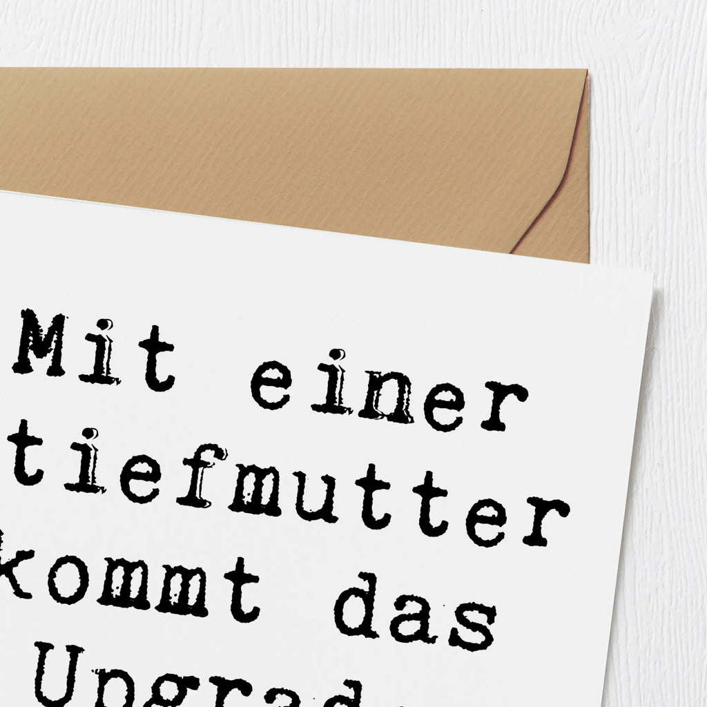 Deluxe Card Saying Mit einer Stiefmutter kommt das Upgrade fürs Herz. Hochzeitskarte, Hochwertige Grußkarte, Glückwunschkarte, Geburtstagskarte, Einladungskarte, Karte, Hochwertige Klappkarte, Grußkarte, Klappkarte, Familie, Vatertag, Muttertag, Bruder, Schwester, Mama, Papa, Oma, Opa