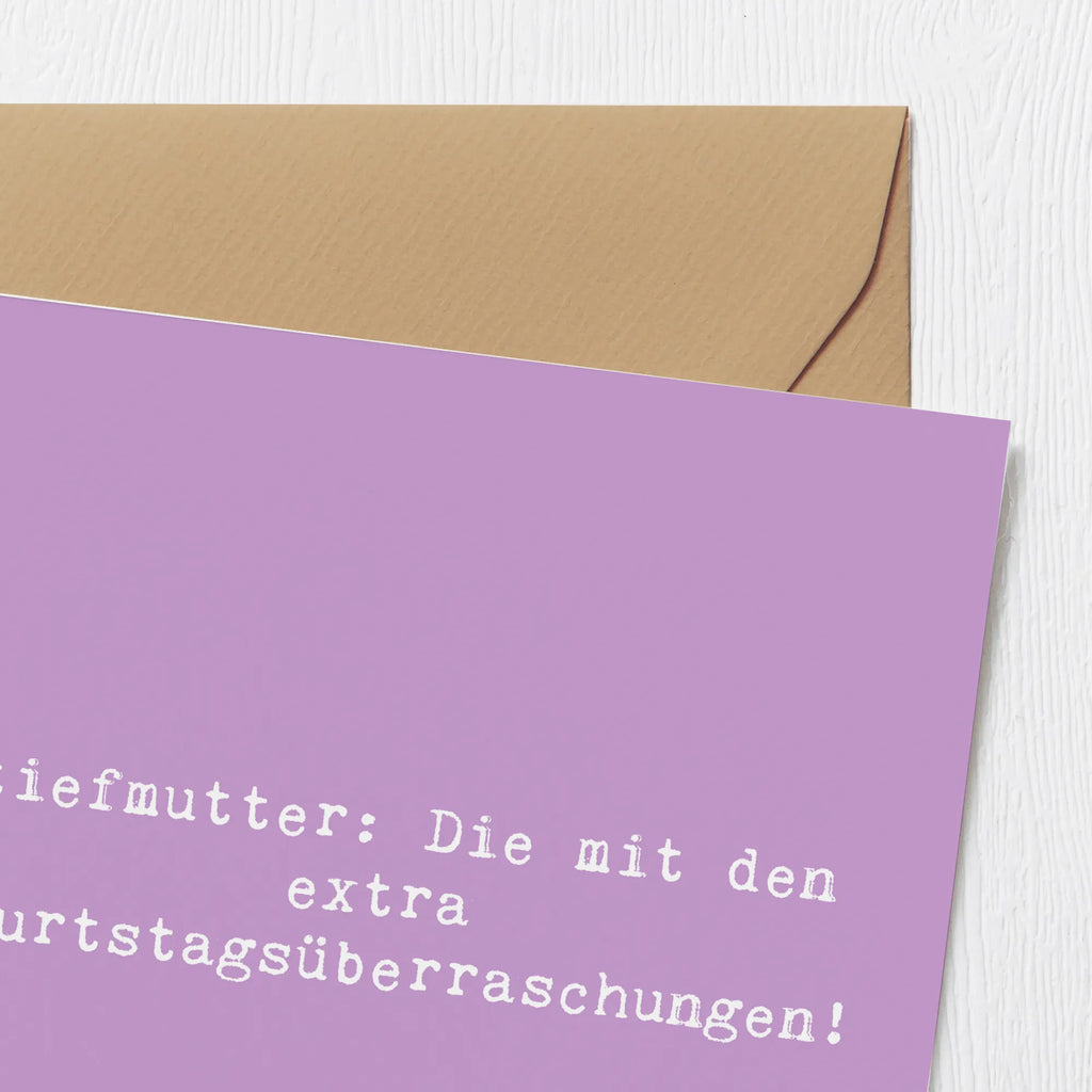 Deluxe Karte Spruch Stiefmutter Überraschungen Klappkarte, Grußkarte, Glückwunschkarte, Geburtstagskarte, Hochzeitskarte, Hochwertige Grußkarte, Karte, Einladungskarte, Hochwertige Klappkarte, Familie, Vatertag, Muttertag, Bruder, Schwester, Mama, Papa, Oma, Opa